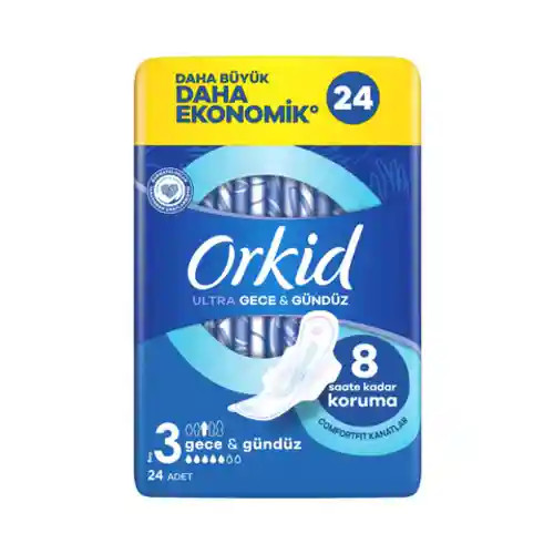 نوار بهداشتی ارکید الترا گجه و گندوز ۲۴ عددی Orkid سایز ۳ بسته ULTRA GECE & GUNDUZ